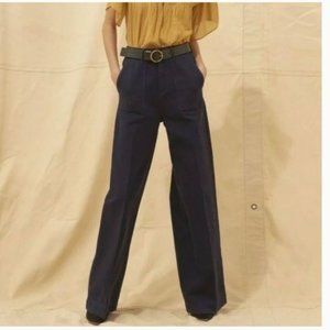 NEW ba&sh Dixon High Waist Wide Leg Trouser Jeans Blue Size Large